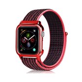 Simple Fashion Nylon horlogeband met frame voor Apple Watch Series 5 & 4 40 mm (zwart en rood)