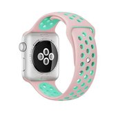 Voor Apple Watch Series 6 & SE & 5 & 4 44mm / 3 & 2 & 1 42mm Modieuze Klassieke Siliconen Sport Horlogeband (Roze Groen)