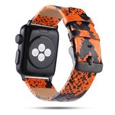 Voor Apple Watch Series 6 & SE & 5 & 4 44mm / 3 & 2 & 1 42mm Snake Skin Texture Top-grain lederen band (oranje)