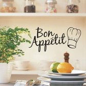 Keukendecoratie Keukenstickers Bon Appetit Muurstickers DIY Vinyl Art Wallpapers (Zwart)