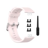 Voor Huawei Watch Fit Siliconen vervangende polsband Horlogeband met roestvrijstalen gesp (roze)