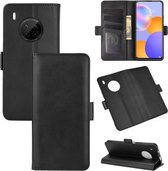 Voor Huawei Y9A / Enjoy 20 Plus 5G Dubbelzijdige magnetische gesp Horizontale flip lederen tas met houder & kaartsleuven & portemonnee (zwart)
