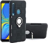 Voor Galaxy A9 (2018) 2 in 1 kubus pc + TPU beschermhoes met 360 graden draaien zilveren ringhouder (zwart)