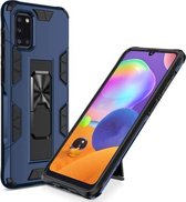 Voor Samsung Galaxy A31 Soldier Armor schokbestendig TPU + PC magnetische beschermhoes met houder (blauw)