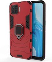 Voor OPPO F17 Pro PC + TPU schokbestendige beschermhoes met magnetische ringhouder (rood)