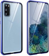 Voor Samsung Galaxy S20 FE magnetisch metalen frame Dubbelzijdig gehard glazen omhulsel (blauw)