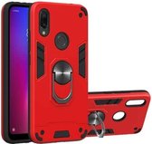 Voor Geschikt voor Xiaomi Redmi 7 / Y3 2 in 1 Armor Series PC + TPU beschermhoes met ringhouder (rood)