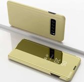 Galvaniserende spiegel horizontale flip lederen tas voor Galaxy S10 5G, met houder (goud)