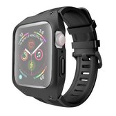 Voor Apple Watch 5 & 4 40 mm scheidbaar pantser schokbestendig siliconen hoesje + band horlogeband (zwart)