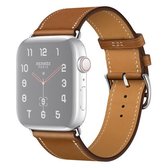 Voor Apple Watch Series 6 & SE & 5 & 4 44mm / 3 & 2 & 1 42mm vervangende lederen band horlogeband (bruin)