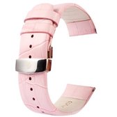 Kakapi voor Apple Watch 42 mm Krokodil textuur dubbele gesp lederen horlogeband, alleen gebruikt in combinatie met connectoren (S-AW-3293) (roze)
