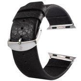 Kakapi Buffalo Hide Brushed Buckle lederen horlogeband met connector voor Apple Watch 42 mm (zwart)