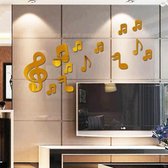 3D Muzieknoten Acryl Spiegels Muursticker Home Decor Woonkamer Wanddecoratie Kunst DIY Muurstickers (Goud)