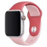 Dubbele kleuren siliconen horlogeband voor Apple Watch Series 3 & 2 & 1 42 mm (rose rood + lichtroze)