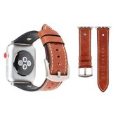 Crowe Star reliëf textuur lederen polshorloge band voor Apple Watch Series 3 & 2 & 1 38 mm (donkerbruin)