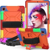 Voor Samsung Galaxy Tab A7 10.4 (2020) T500 contrastkleur siliconen + pc combinatie hoes met houder (camouflage oranje)