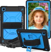 Voor Samsung Galaxy Tab A7 10.4 (2020) T500 / T505 Contrastkleur Robot Schokbestendig Siliconen + PC Beschermhoes met Houder (Zwart Blauw)