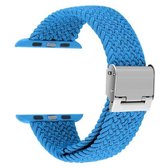 Gevlochten + roestvrijstalen vervangende horlogebanden voor Apple Watch Series 6 & SE & 5 & 4 44 mm / 3 & 2 & 1 42 mm (blauw)