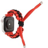 Gevlochten Paraplukoordriem Voor Apple Series 6 & SE & 5 & 4 40mm / 3 & 2 & 1 38mm (Zwart Rood)