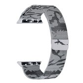 Voor Apple Watch 42 mm Milanese lus magnetische roestvrijstalen horlogeband (camouflagegrijs)