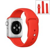 Voor Apple Watch Series 6 & SE & 5 & 4 44 mm / 3 & 2 & 1 42 mm Hoogwaardige gewone en langere rubberen sporthorlogeband met pin-and-puck-sluiting (rood)
