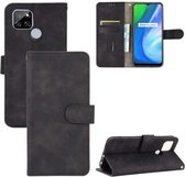 Voor OPPO Realme V3 Effen Kleur Huid Voel Magnetische Gesp Horizontale Flip Kalf Textuur PU Lederen Case met Houder & Kaartsleuven & Portemonnee (Zwart)