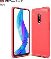 TPU-hoesje van koolstofvezel met geborstelde textuur voor OPPO Realme X (rood)