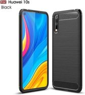 Voor Huawei Enjoy 10s Brushed Texture Carbon Fiber TPU Case (Zwart)