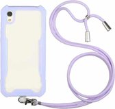 Voor vivo Y91c / Y93 / Y95 (aan de voorzijde gemonteerde vingerafdruk) Acryl + kleur TPU schokbestendige hoes met nekkoord (paars)
