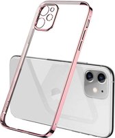 iPhone 12 Pro Hoesje – Rose Goud – Rose Gold  – Schokbestendig – Transparant – Silicone  – Cover –  Backcover - Clear - Geschikt voor Apple – Case – Shockproof - Bescherming – Smartphone –  T