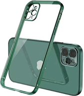 iPhone 12 Pro Hoesje – Donker Green – Dark Green – Luxe – Schokbestendig – Transparant – Silicone  – Cover –  Backcover - Geschikt voor Apple – Case – Shockproof - Bescherming – Smartphone – 