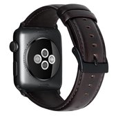 Voor Apple Watch Series 5 & 4 40mm / 3 & 2 & 1 38mm Oil Wax lederen band horlogeband (donkerbruin)