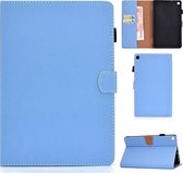 Voor Kindle Fire HD8 2016/2017 Effen kleur Tablet-pc Universele magnetische horizontale flip lederen tas met kaartsleuven en houder (blauw)