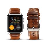 Voor Apple Watch Series 5 & 4 44mm / 3 & 2 & 1 42mm Oil Wax Retro Cowhide Strap Horlogeband (Bruin)