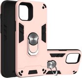 Voor iPhone 12 Pro Max Armor Series PC + TPU beschermhoes met ringhouder (roségoud)