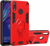 Voor Huawei Y7 (2019) 2 in 1 Armor Knight Series PC + TPU beschermhoes met onzichtbare houder (rood)