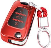 TPU uit Ã©Ã©n stuk galvaniseren autosleutelbehuizing met volledige dekking met sleutelring voor HYUNDAI LA FESTA (rood)