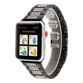 Drie kralen met diamanten horlogebandje voor Apple Watch Series 5 & 4 & 3 & 2 & 1 42 mm en 44 mm (zwart)