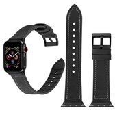 Effen kleur TPU + roestvrijstalen horlogeband voor Apple Watch Series 5 en 4 44 mm / 3 en 2 en 1 42 mm (zwart)