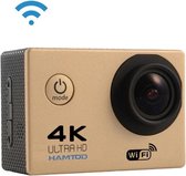 HAMTOD H9A HD 4K WiFi-sportcamera met waterdichte behuizing, Generalplus 4247, 2,0 inch LCD-scherm, 120 graden groothoeklens (goud)