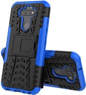 Voor LG K31 Tyre Texture Shockproof TPU + PC beschermhoes met houder (blauw)