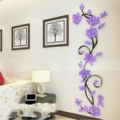 3D Muurstickers Bloemvorm Acryl Modieus Afneembaar Waterdicht DIY Muurstickers Woondecoratie, Maat: 80x24CM (Zwart + Paars Links)