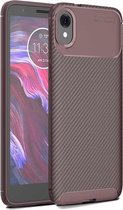 Beetle Series Carbon Fiber Texture Shockproof TPU Case voor MOTO E6 (Bruin)