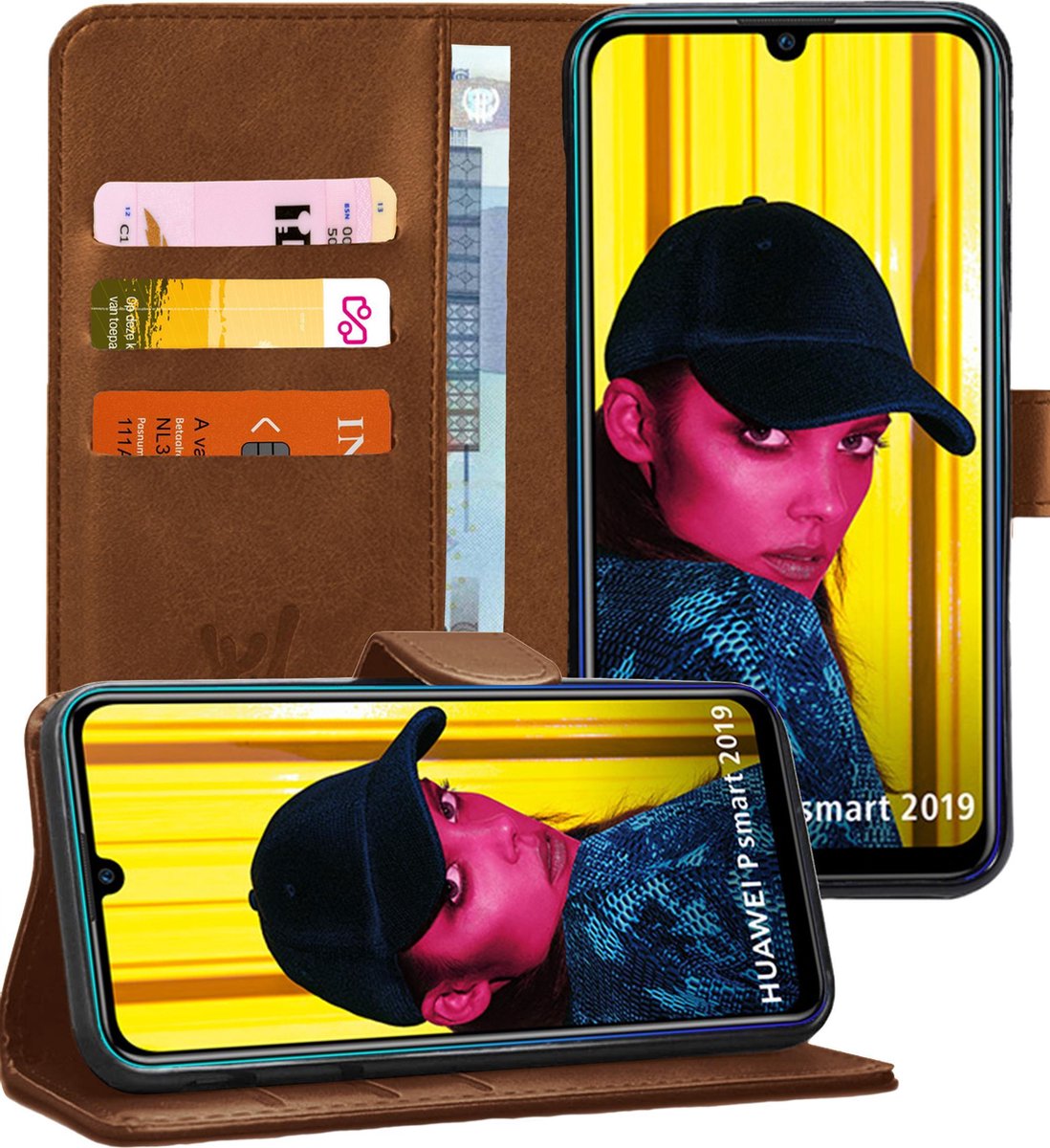 Hoesje geschikt voor Huawei P Smart 2019 Book Case Kunstleer Wallet Bruin