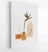 Floral and Foliage in bottle line art drawing with abstract shape 4 - Moderne schilderijen – Vertical – 1920148463 - 50*40 Vertical