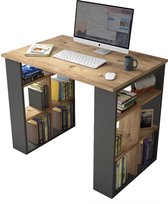 Claus & Clyde© Lucca - Bureau met boekenkast - Computertafel - Boekenkast - Compact - Hout - Antraciet - Bruin - Eiken
