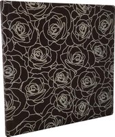 Gastenboek met zilverkleurige rozen print op zwart