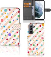 GSM Hoesje Geschikt voor Samsung Galaxy S21 FE Flip Cover Dots