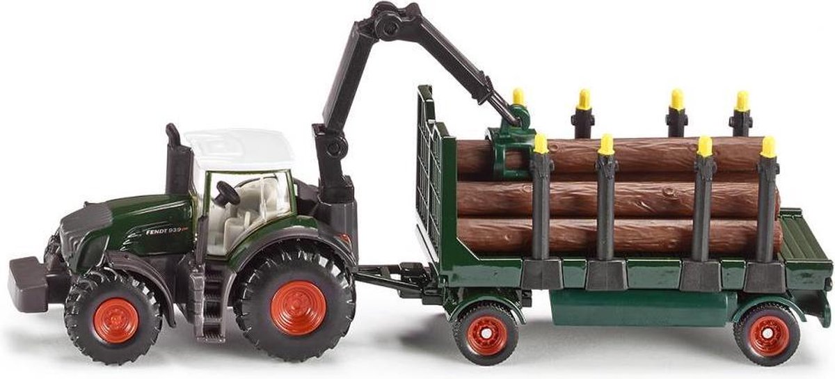 SIKU 1645, Fendt tractor met boomstam-aanhanger, metaal/kunststof — afbeelding 9