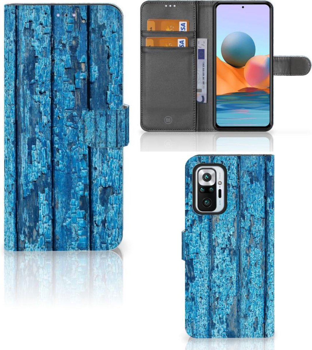 Xiaomi Redmi Note 10 Pro Book Style Case Wood Blue